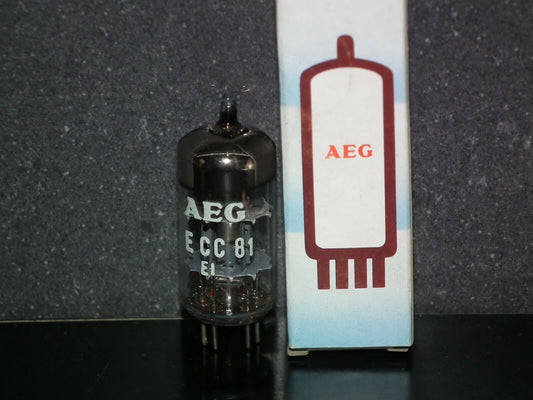 ECC81 12AT7 AEG Germany NOS NIB made by Tungsram tested strong balanced sections