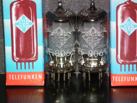 Matched Pair EF806S Telefunken, Diamond bottoms, the same codes, tested NOS