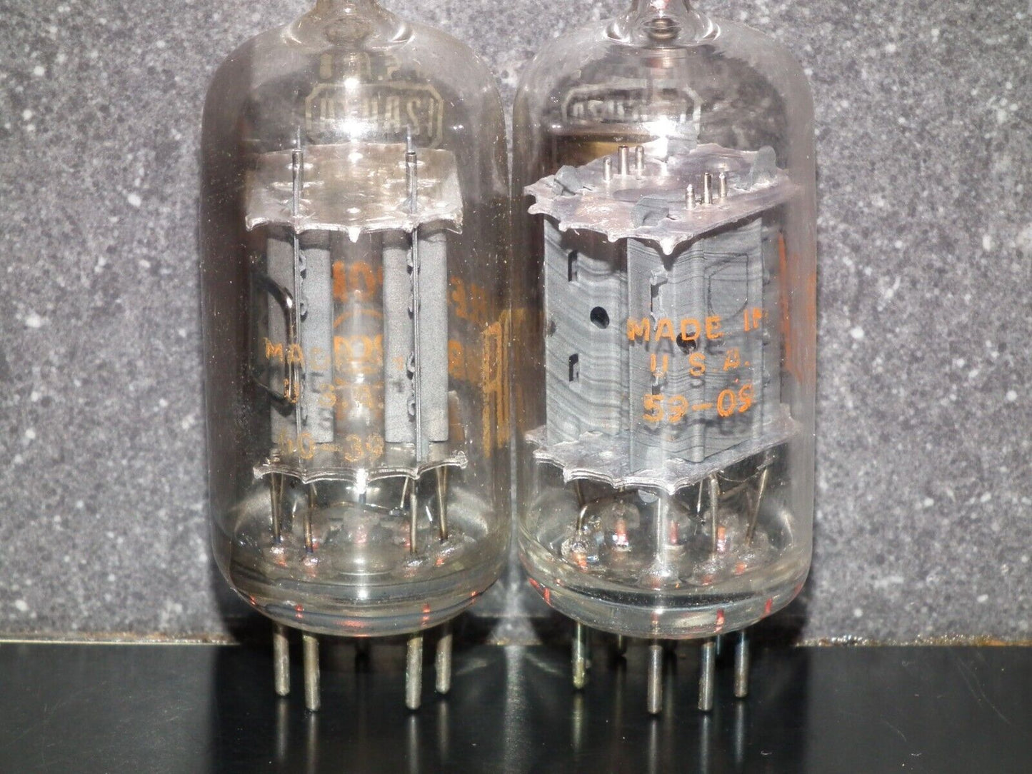 12AU7A RCA ECC82 Used 95% matched pair Long Plates Side Getter