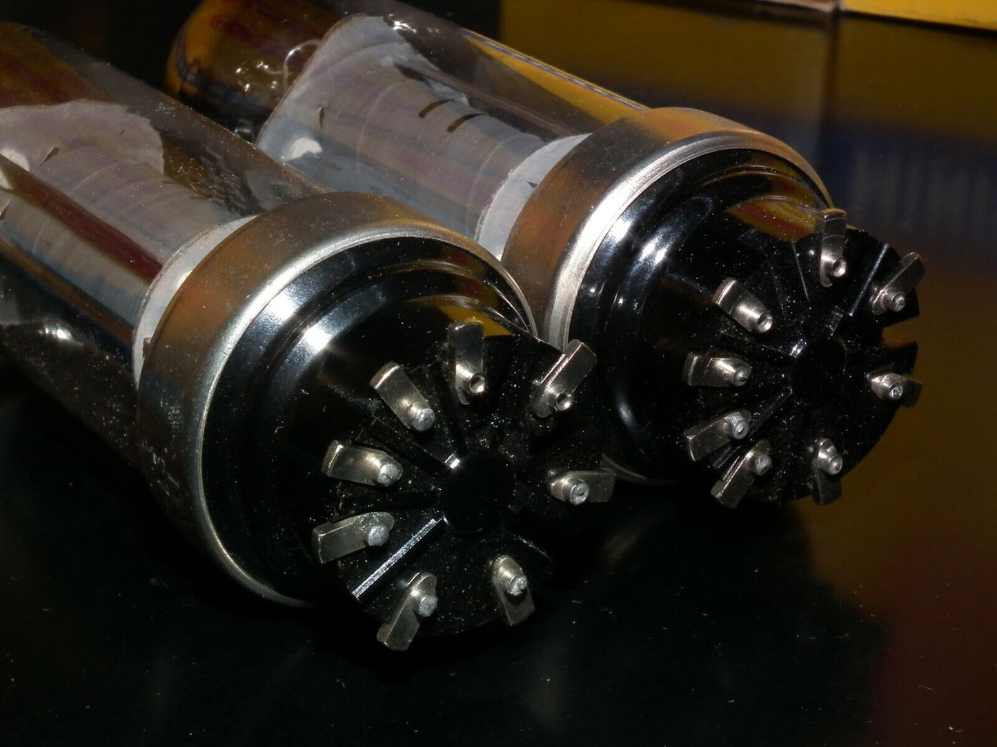 Matched Pair Philips EL50 Output Pentode RARE Dual D GETTER Metal Base same code