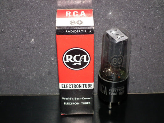80 RCA tube rectifier NOS NIB, old type, D getter, made in USA