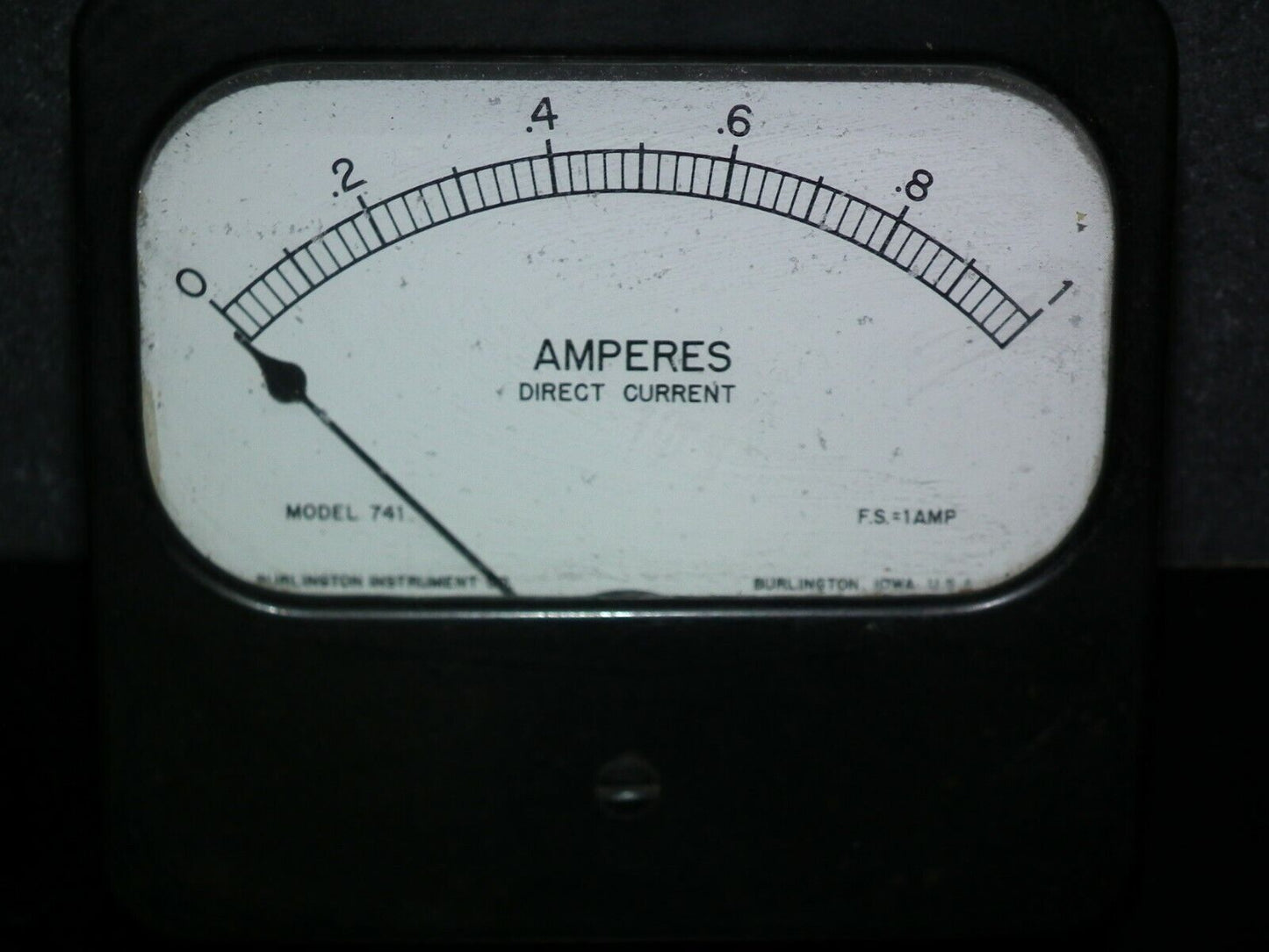 Vintage Instrument 0-1A Burlington Model 741, Ammeter, Iowa US