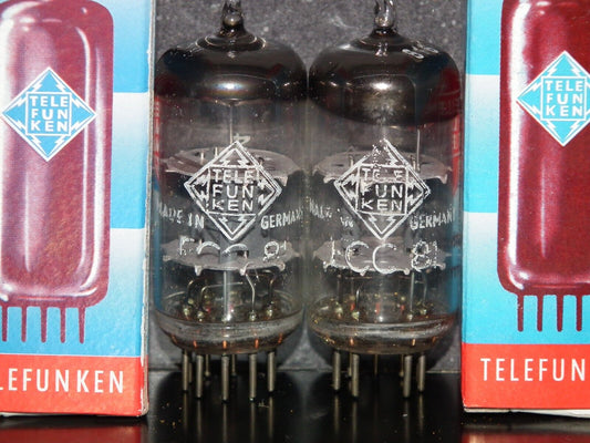 NOS Matched Pair ECC81 Telefunken 12AT7 Diamond Bottom Same Codes West Germany