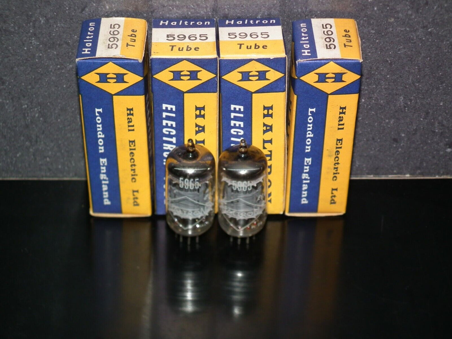 5965 Haltron E180CC 7062 NOS NIB Platinum matched pair, early 60s made in UK