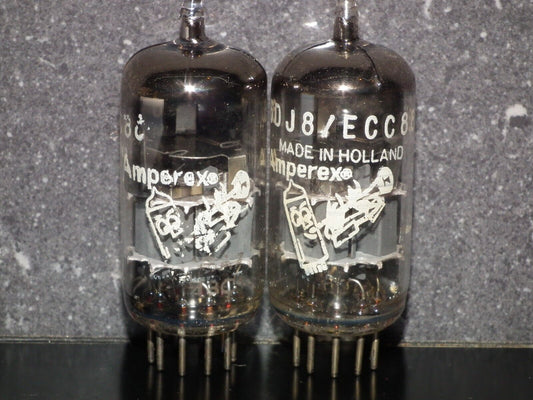 6DJ8 ECC88 Amperex Holland Matched Pair Used Tested 100% Dual Stage Getter