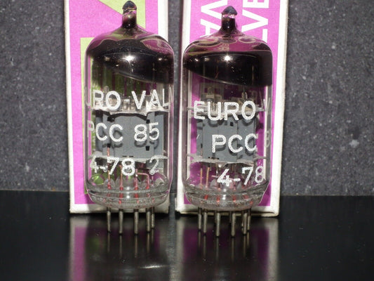 PCC85 Euro Valve Platinum Matched Pair NOS NIB 70s Big Inclined Getter