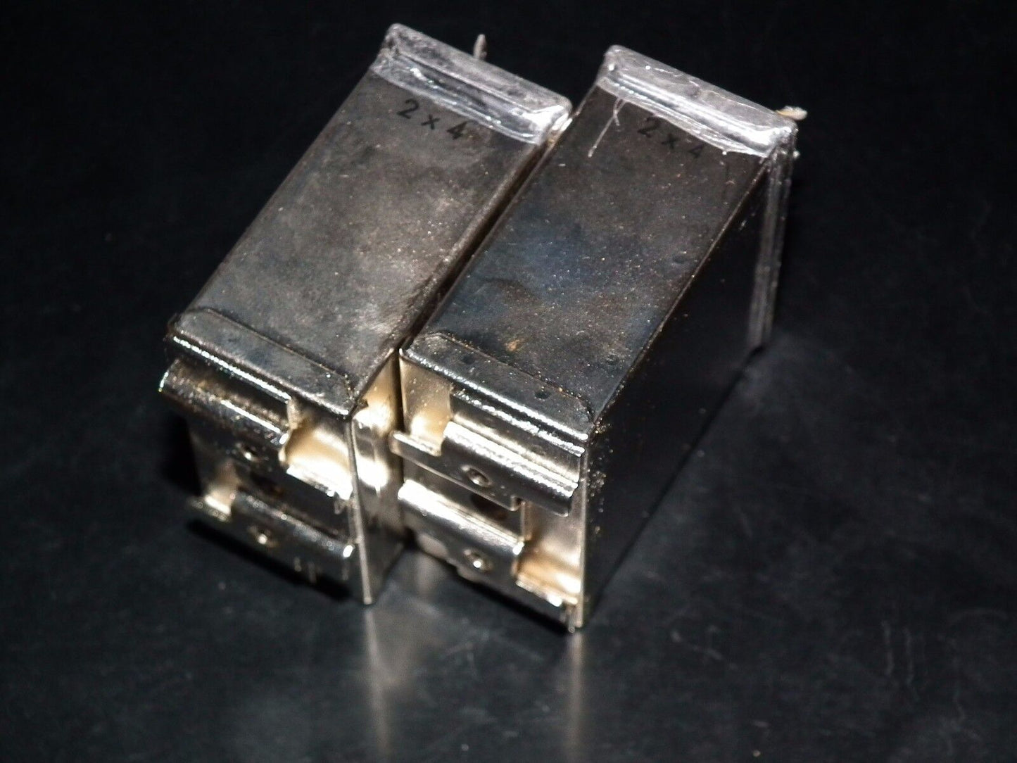 Two vintage Siemens PIO capacitors 2x4 uF / 250V Klangfilm, glass end seal