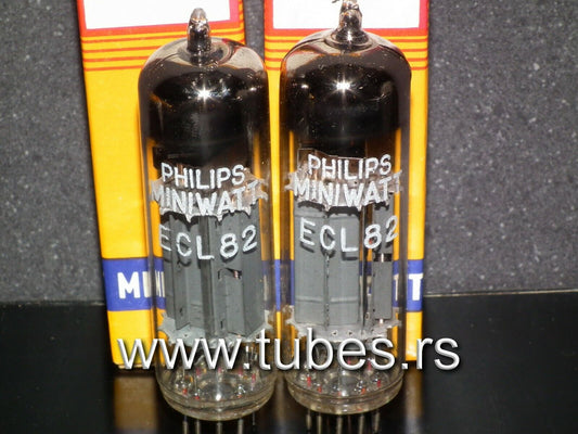 ECL82 6BM8 Philips NOS Platinum matched pair, Mazda, Belgium