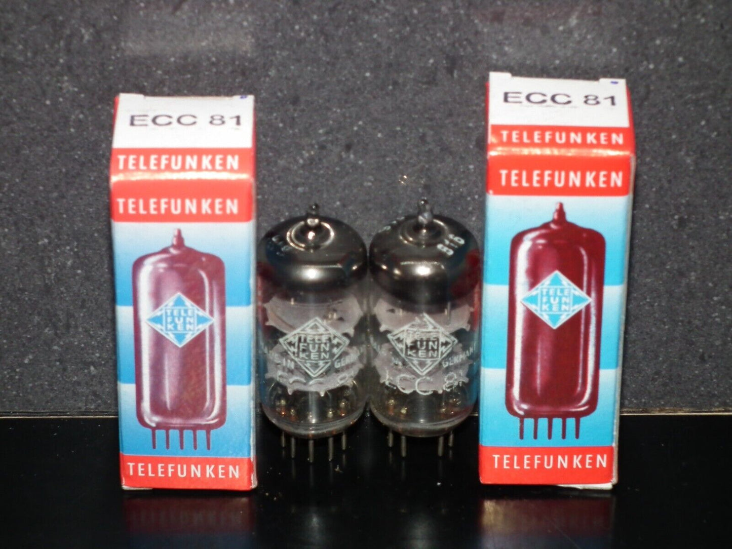 NOS Matched Pair ECC81 Telefunken 12AT7 Diamond Bottom Same Codes West Germany
