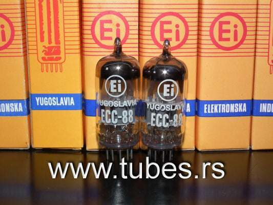 ECC88 6DJ8 EI Yugoslavia NOS Matched Pair (Philips construction A frame getter )