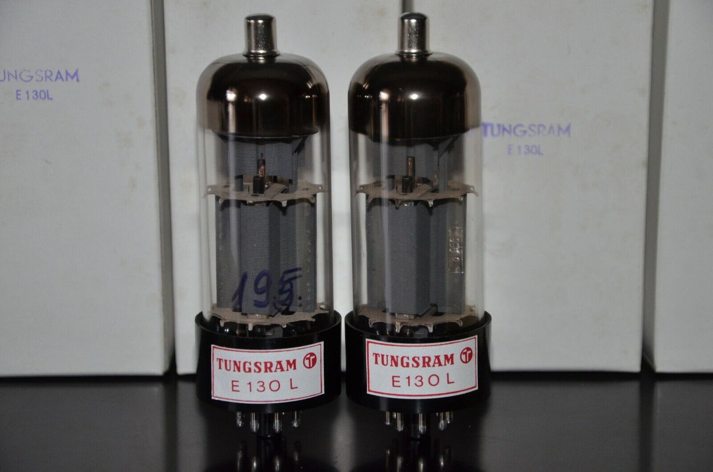 Platinum Matched Pair Tungsram E130L NOS in original boxes (7534)