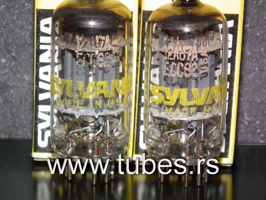 12AU7 Sylvania ECC82  - Platinum Matched Pair - Yellow & Green printing
