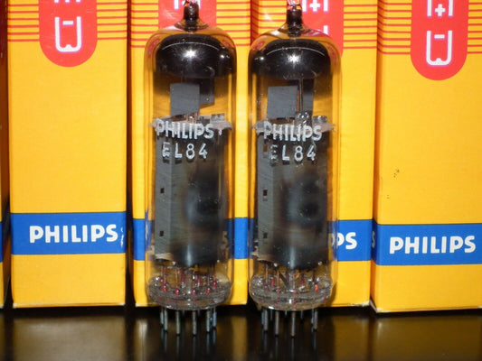 EL84 6BQ5 Tungsram Platinum Matched Pair NOS NIB Rebranded Philips early 70s