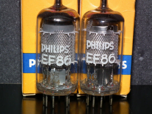 Platinum matched pair EF86 Philips 6267 NOS Mesh Plate Mazda Brussels 1967