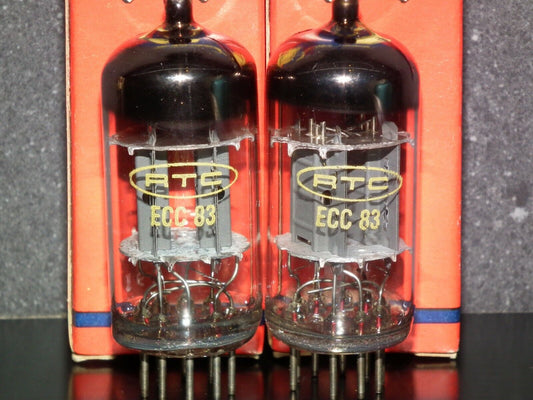 ECC83 Mullard 12AX7 Matched Pair Ribbed plates NOS NIB Branded RTC Blackburn