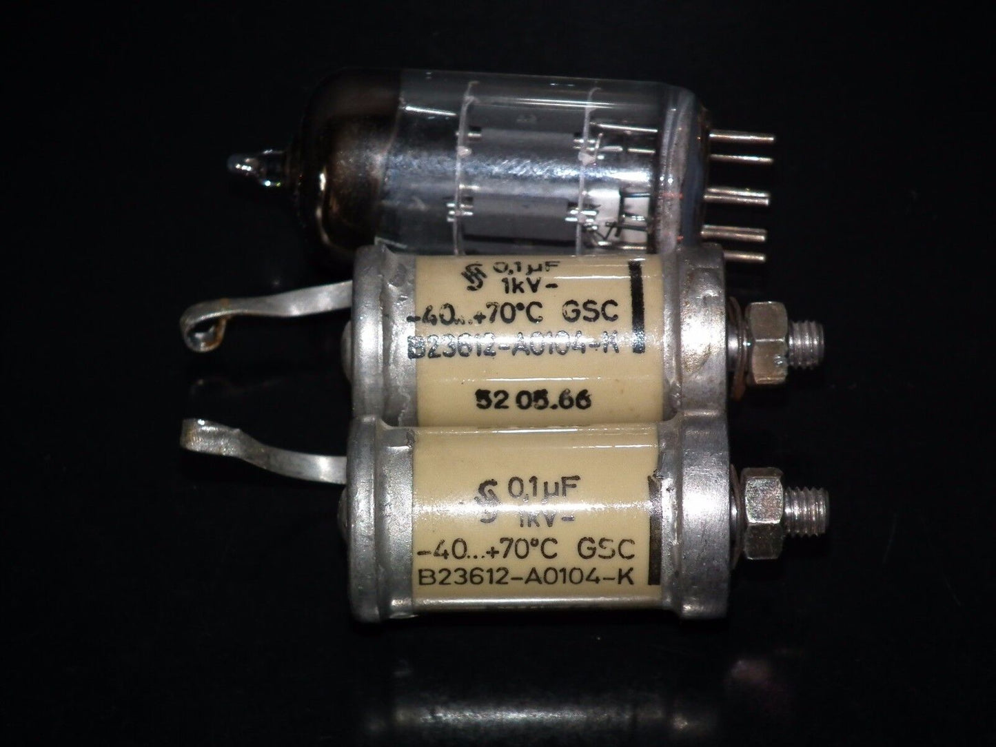 Two vintage Sikatrop Capacitors 0.1mfd 1000V Siemens Klangfilm Hi End 100nF 1000