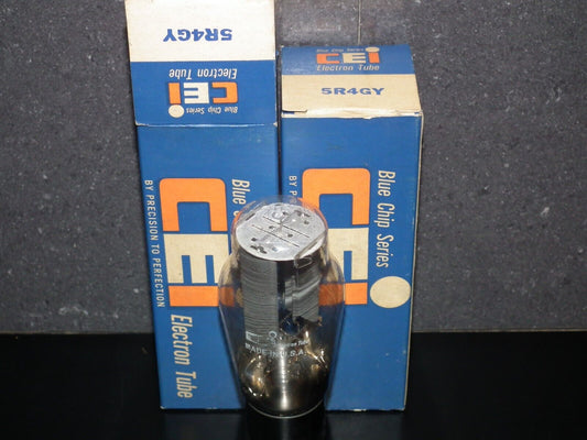 5R4GY CEI NOS NIB Dual Square Getter Vintage Rectifier Tube