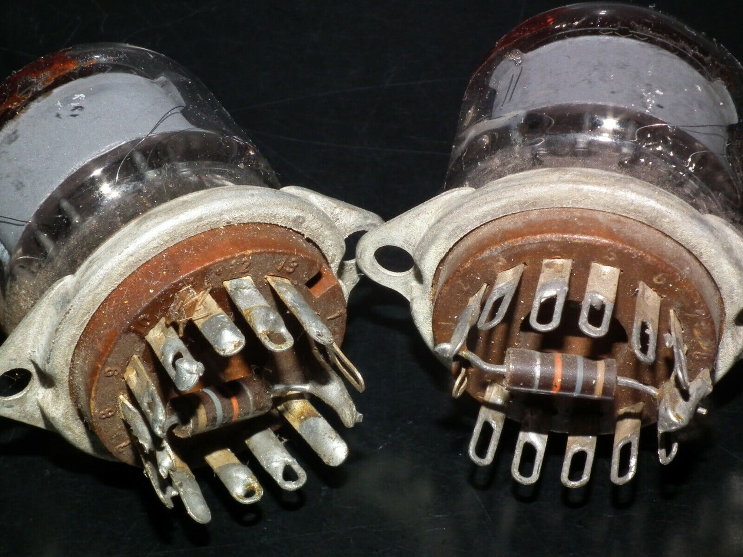 Two NIXIE tubes with original vintage NIXIE sockets