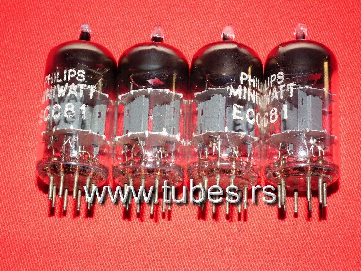 ECC81 12AT7 Philips Holland Flat Foil Crossbar D Getter (Used, matched pair)