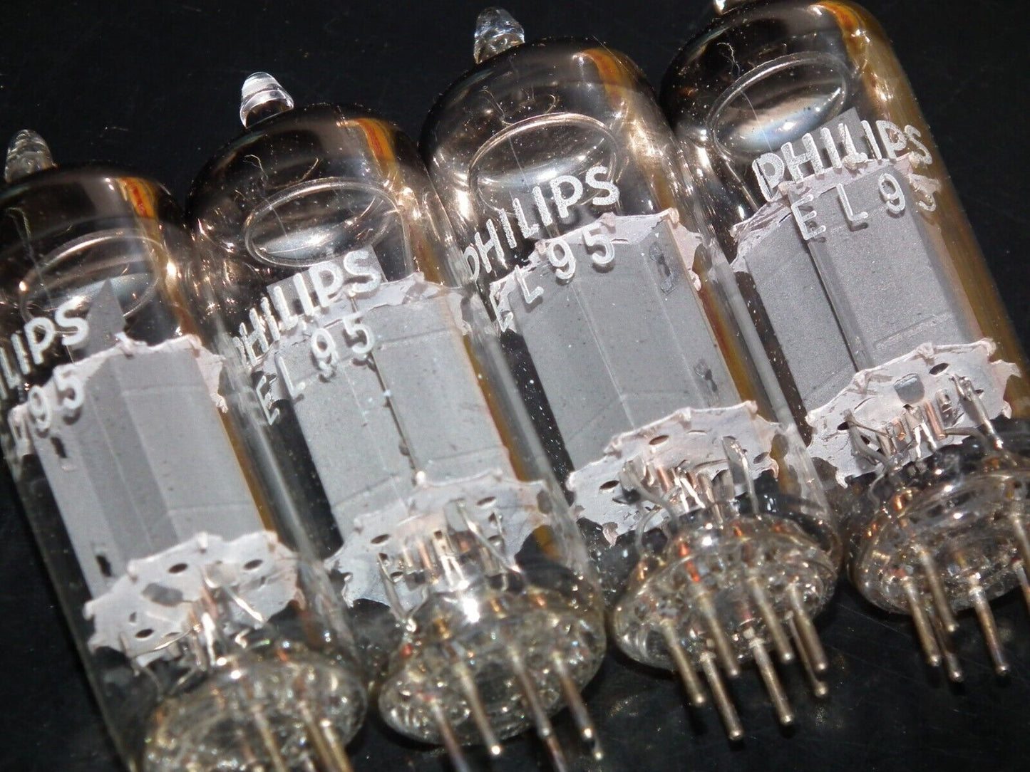 Platinum matched quad (4 tubes) EL95 6DL5 Valvo Hamburg rebranded Philips NOS