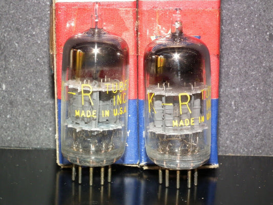 12AY7 K-R INC NOS NIB platinum matched pair RARE SQUARE GETTER 6072 6072A