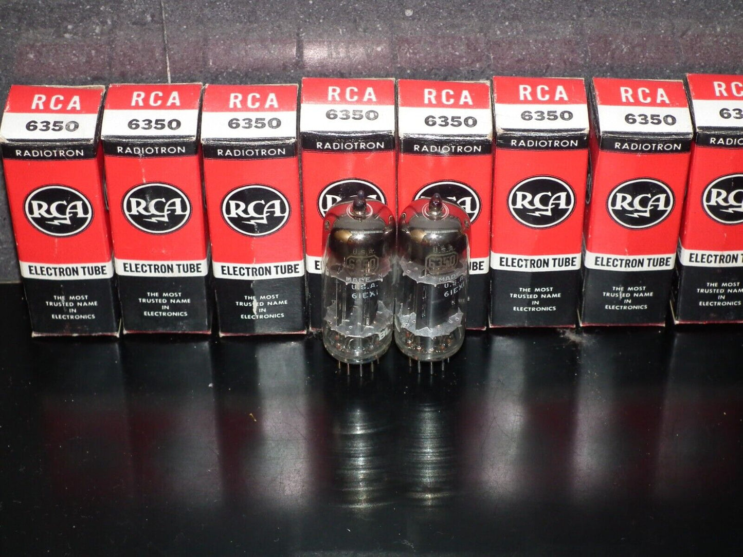 Platinum Matched pair 6350 RCA NOS NIB Rare Black Anodes Carbonized Nickel 1961