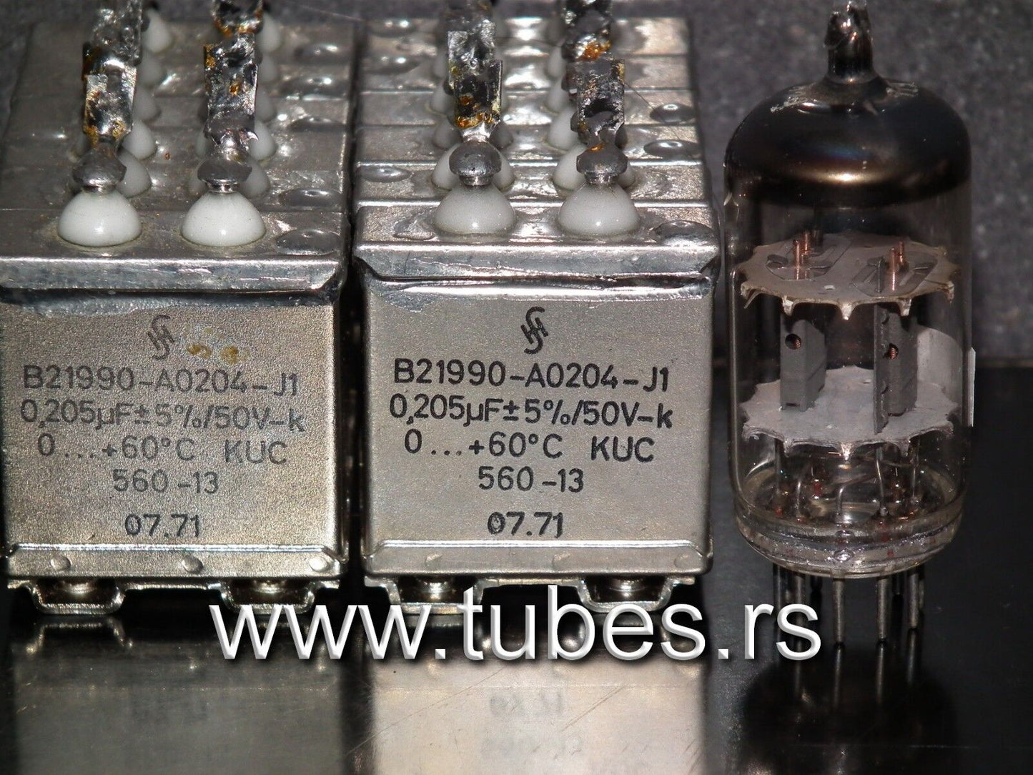 Two vintage Siemens PIO capacitors 0.205 uF / 50V Klangfilm tube audio