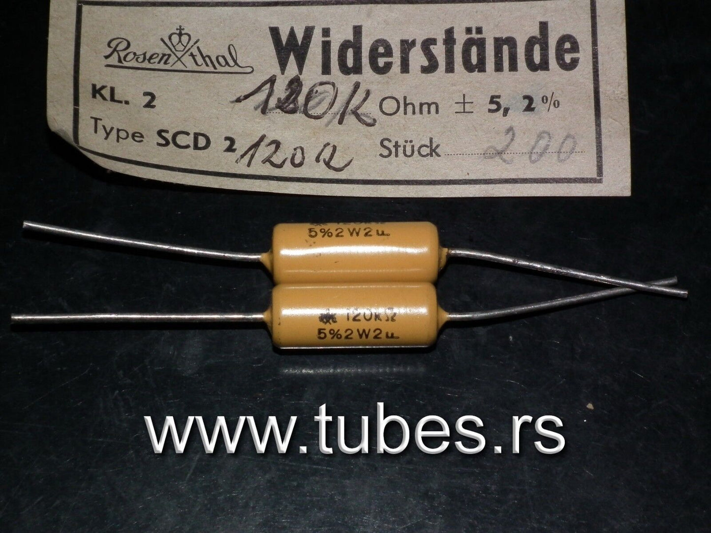 Two (2 pcs) Roshental NOS vintage resistors 120K Ohm 2W Klangfilm tube audio