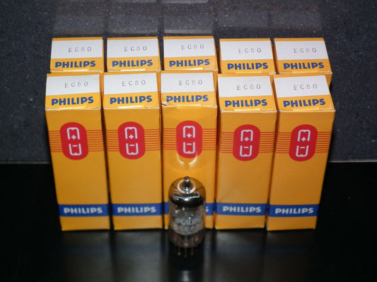 Ten pcs (10 pcs) EC80 Philips 6Q4 NOS Low Noise Triode Delta Heerlen Code