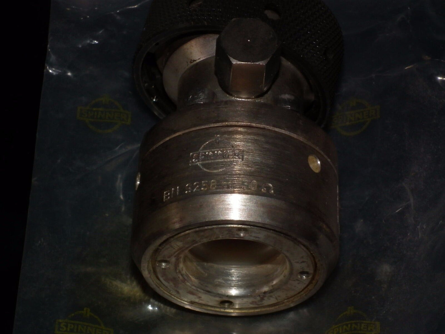 One NOS Spinner 5/8" DIN Male Silver plated coax connector BN 9258 (Flexwell)