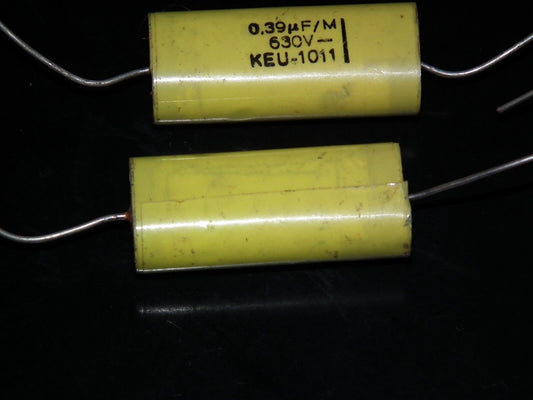 Two NOS vintage capacitors 0.39uF 630V ISKRA 1972 390nF 630V Siemens License