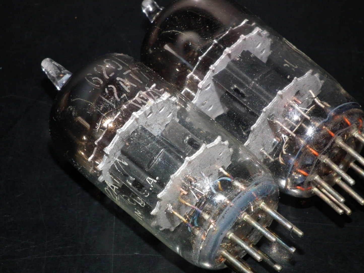 Matched pair 6201 GE 12AT7WB Triple Mica Square Getter tested 90% of NOS
