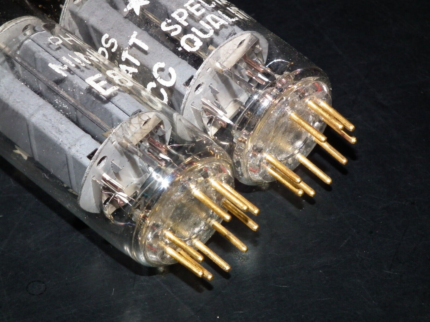 Philips E80CC 6085 Matched pair (Rare FOIL D Getter, PINCHED WAIST!) Tested NOS