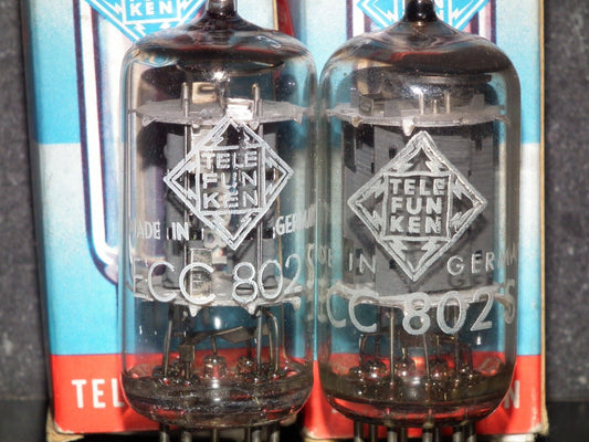 Matched Pair ECC802S Telefunken E82CC ECC82 12AU7 NOS NIB Ulm West Germany
