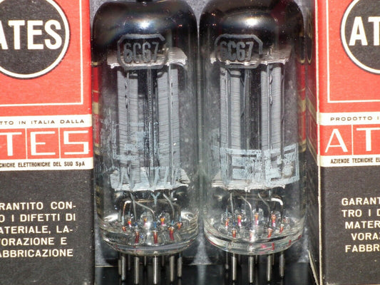 ATES RCA 6CG7 Platinum Matched Pair Square Getter Marantz 8B Leben Conrad Johnso
