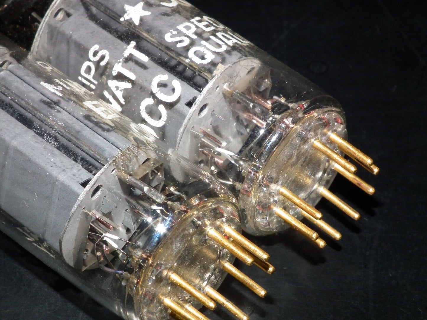 Philips E80CC 6085 Matched pair (Rare FOIL D Getter, PINCHED WAIST!) Tested NOS