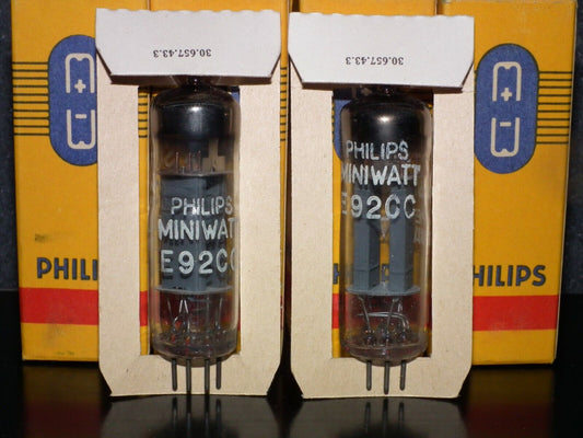 Matched pair E92CC Philips NOS NIB Ultra RARE Crossfoil D Getter Pinched Waist