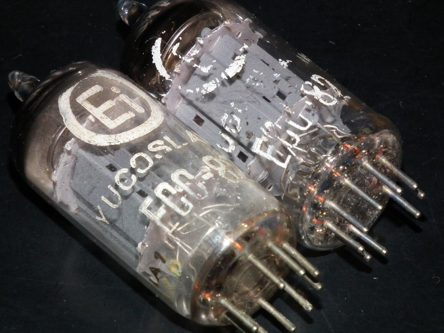 Matched Pair ECC82 12AU7 EI Yugoslavia Telefunken Long Smooth Plates 17mm Used