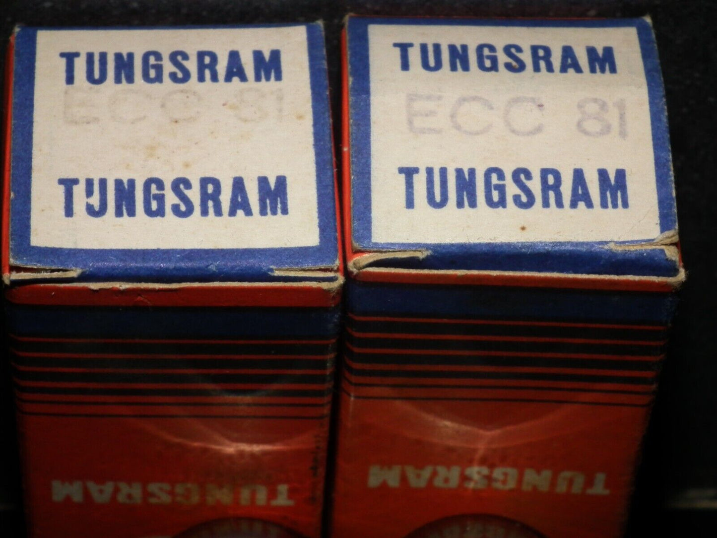 Platinum matched pair ECC81 Tungsram 12AT7 NOS NIB RARE Foil Disc Getter mid 50s