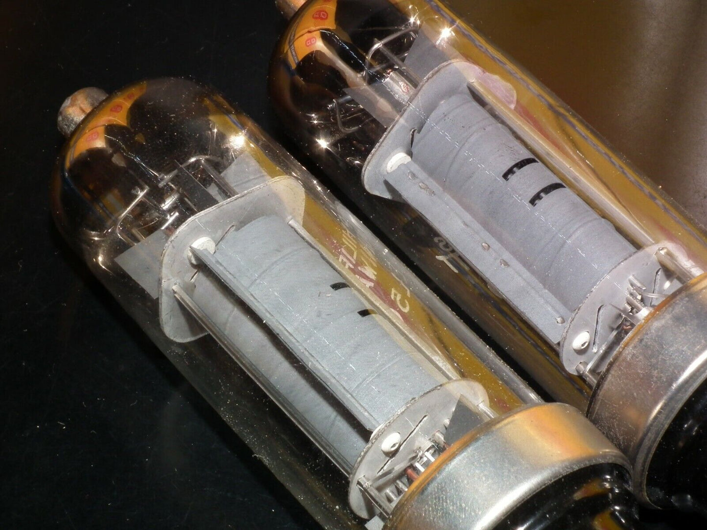Matched Pair Philips EL50 Output Pentode RARE Dual D GETTER Metal Base same code