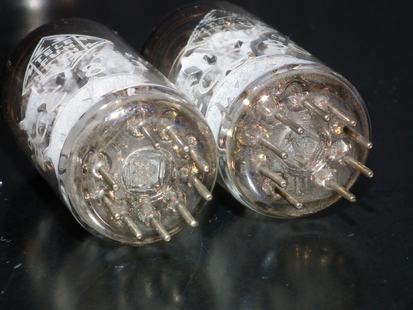 ECC801S Telefunken ECC81 Matched pair Used Tested 100% Ulm plant, Diamond bottom