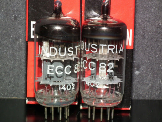 ECC82 12AU7 Standard Brand Industrial NOS NIB Platinum Matched Pair from 60s