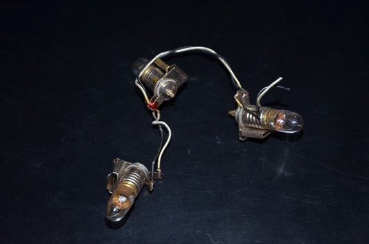 Three vintage Edison E10 bulb sockets with 18V 0.1A bulbs (Dial lamp, pilot)
