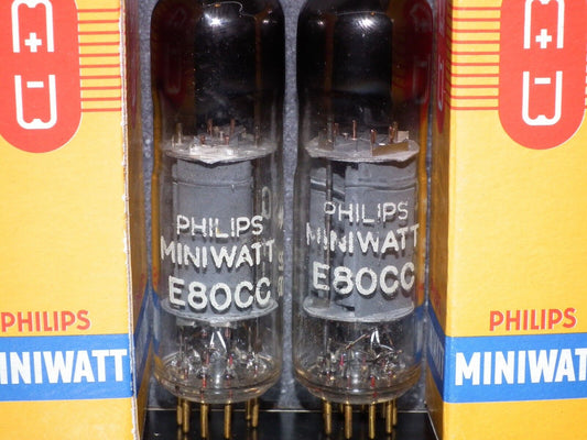 Philips E80CC 6085 Matched pair (Rare FOIL D Getter, PINCHED WAIST!) Tested NOS