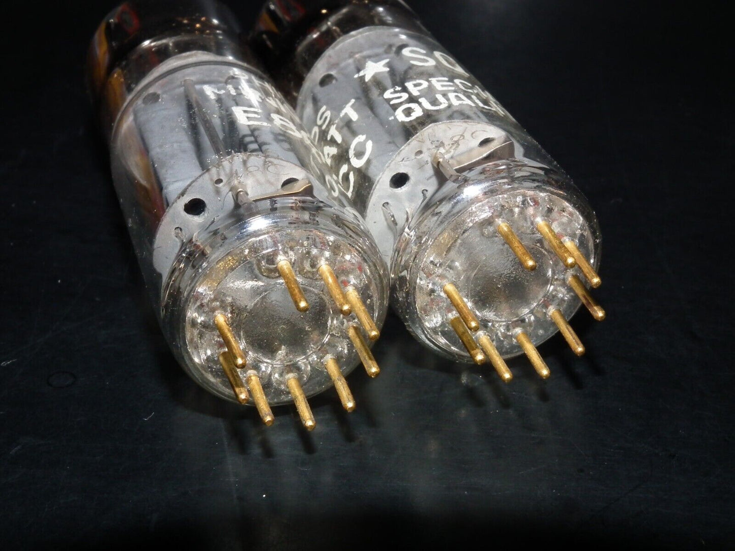 Philips E80CC 6085 Matched pair (Rare FOIL D Getter, PINCHED WAIST!) Tested NOS