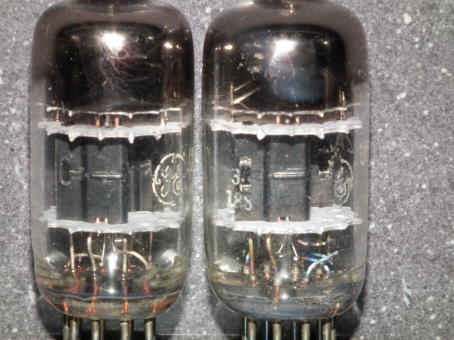 Matched pair 6201 GE 12AT7WB Triple Mica Square Getter tested 90% of NOS