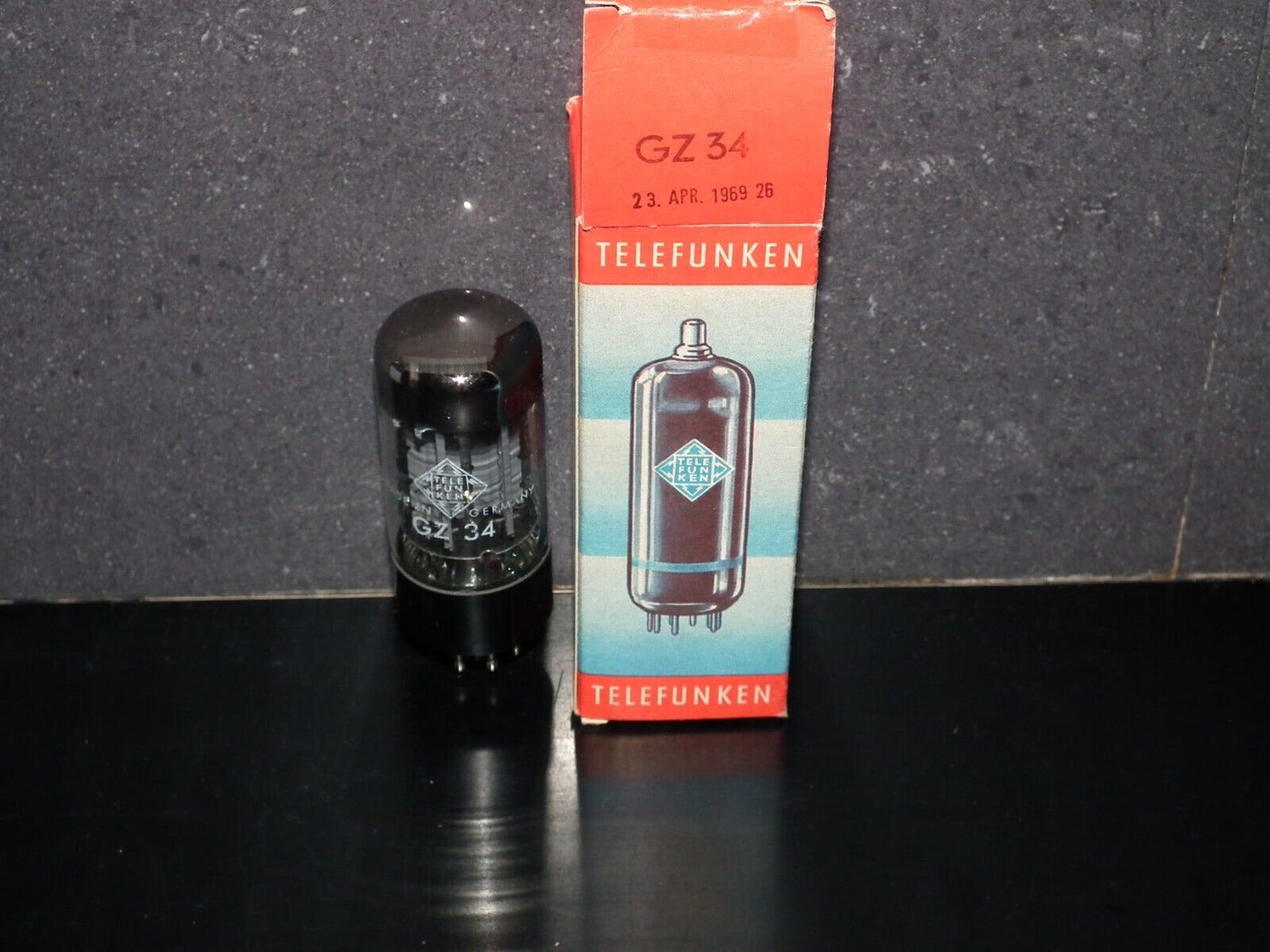 GZ34 Telefunken Mullard 5AR4 rectifier, DD Getter, NOS NIB f32