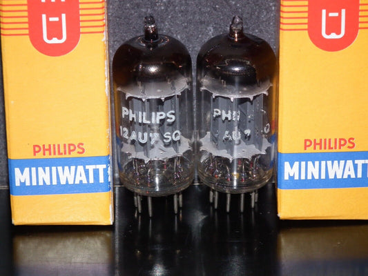 Matched Pair 12AU7 Philips ECC82 Long Anodes 17mm Rare SQ 10000 hours 1958 k63