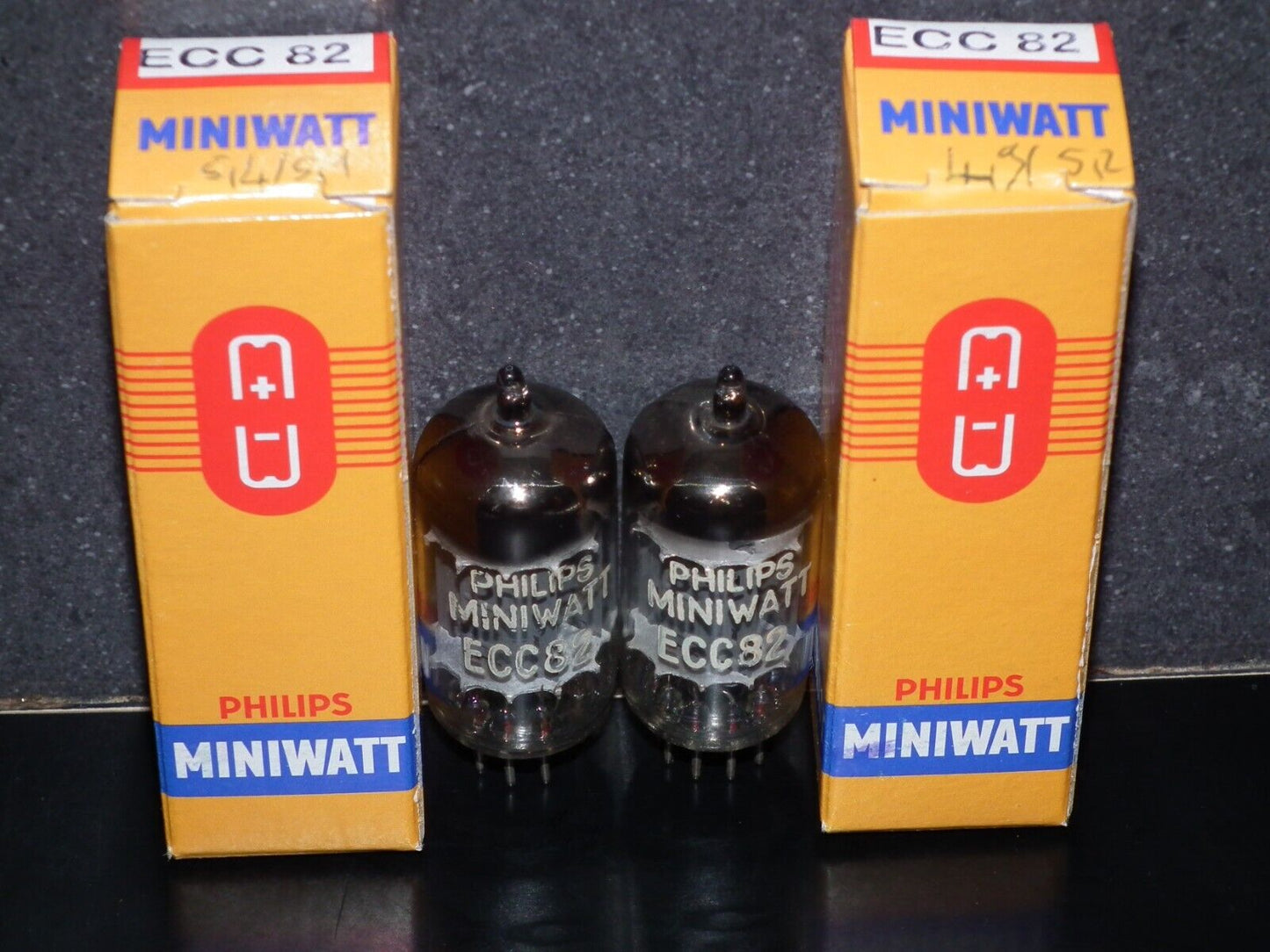 Matched Pair 12AU7 Philips ECC82 Long Anodes 17mm CrossFoil D Getter k63 1957
