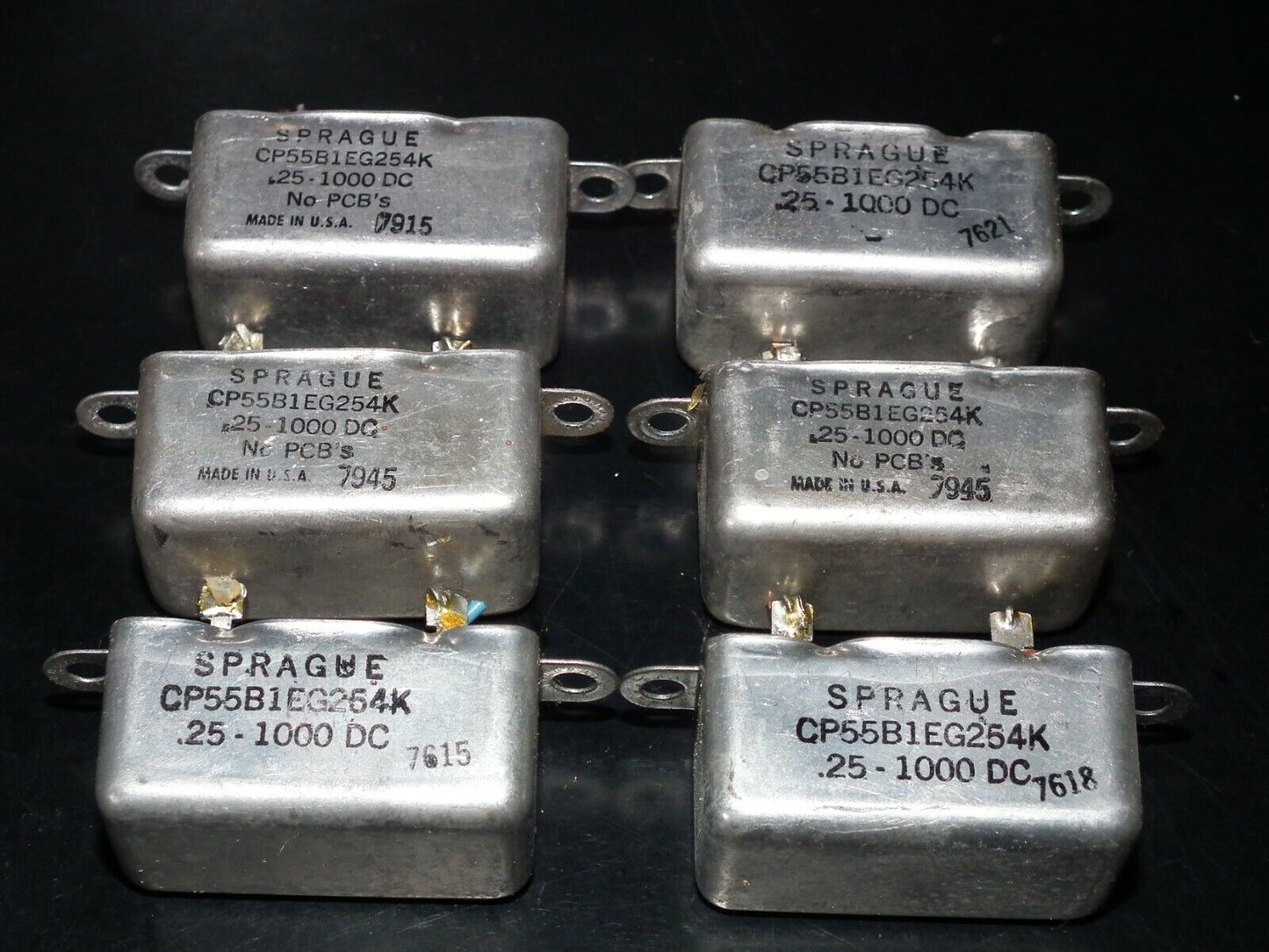 Two (2 pcs) RARE PIO Capacitors 0.25mfd 1000V 0.25u Sprague USA